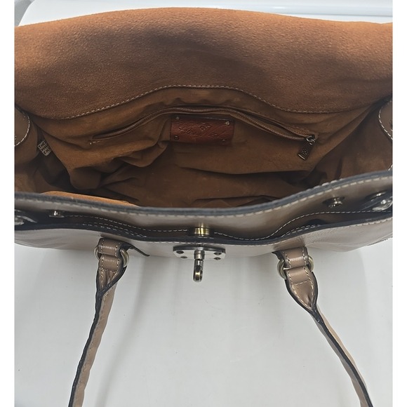 Patricia Nash Vienna Suede Satchel‎ Italian Leather Heritage Biscuit Hand Bag - Picture 6 of 15